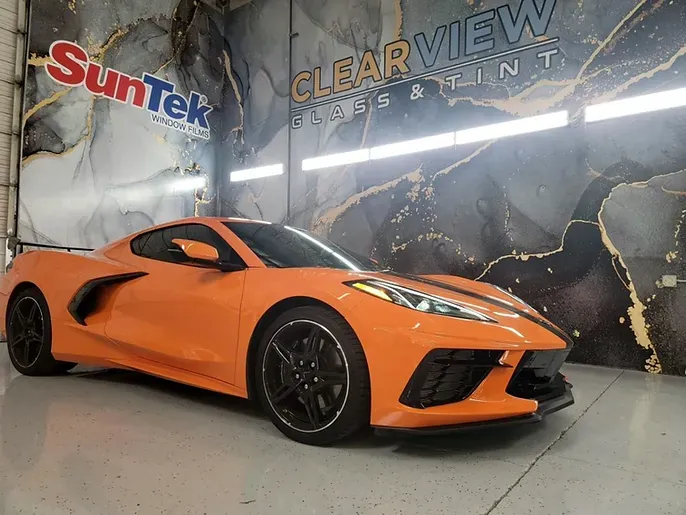 Orange sports car after a Jacksons hand wash